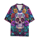 Hawaiian Shirt Colorful Skull and Roses