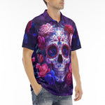 Men's Polo Shirt Skull with Roses