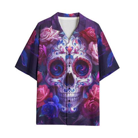 Hawaiian Shirt Skull with Roses