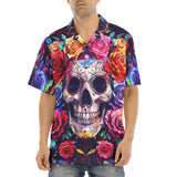 Hawaiian Shirt Intricate Skull Surrounded Vibrant Roses