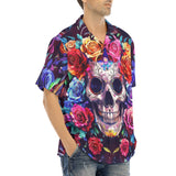 Hawaiian Shirt Intricate Skull Surrounded Vibrant Roses