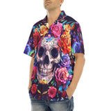 Hawaiian Shirt Intricate Skull Surrounded Vibrant Roses