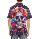 Hawaiian Shirt Intricate Skull Surrounded Vibrant Roses
