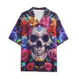 Hawaiian Shirt Intricate Skull Surrounded Vibrant Roses