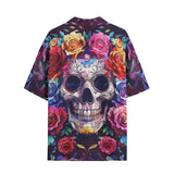 Hawaiian Shirt Intricate Skull Surrounded Vibrant Roses