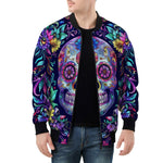 Bomber Jacket Mystical Skull with Vibrant Floral Elements