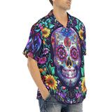 Hawaiian Shirt Mystical Skull with Vibrant Floral Elements