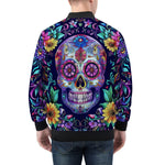 Bomber Jacket Mystical Skull with Vibrant Floral Elements