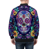 Bomber Jacket Mystical Skull with Vibrant Floral Elements