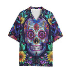 Hawaiian Shirt Mystical Skull with Vibrant Floral Elements