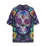 Hawaiian Shirt Mystical Skull with Vibrant Floral Elements