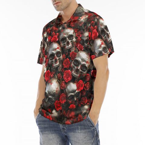 Men's Polo Shirt Skulls and Roses