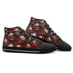 High-Top Canvas Shoes Skulls and Roses