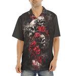 Hawaiian Shirt Skulls and Roses in Smoke