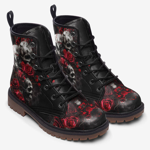 Leather Boots Skulls and Roses in Smoke