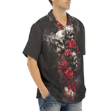 Hawaiian Shirt Skulls and Roses in Smoke