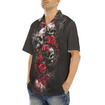 Hawaiian Shirt Skulls and Roses in Smoke