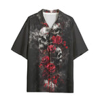 Hawaiian Shirt Skulls and Roses in Smoke