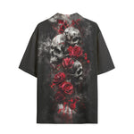 Hawaiian Shirt Skulls and Roses in Smoke