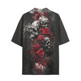 Hawaiian Shirt Skulls and Roses in Smoke