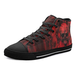 High-Top Canvas Shoes Gothic Red Skull Artwork