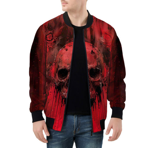 Bomber Jacket Gothic Red Skull Artwork