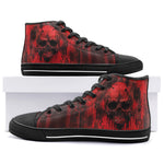 High-Top Canvas Shoes Gothic Red Skull Artwork