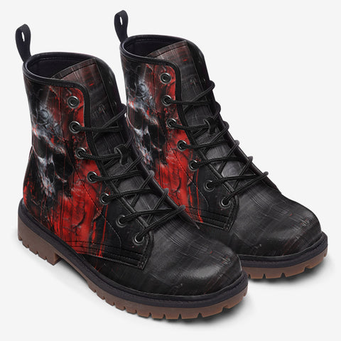 Leather Boots Oil Painting Skull Red Liquid