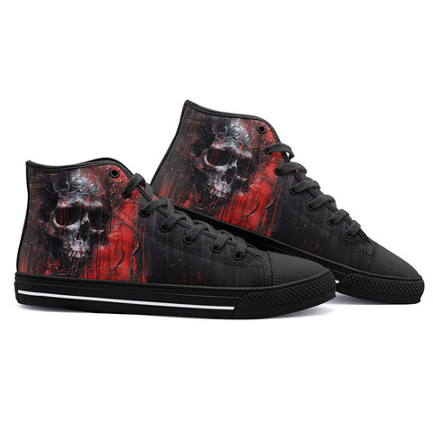 High-Top Canvas Shoes Oil Painting Skull Red Liquid