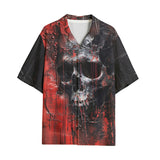 Hawaiian Shirt Oil Painting Skull Red Liquid