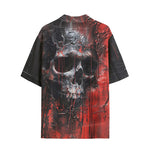 Hawaiian Shirt Oil Painting Skull Red Liquid