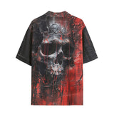 Hawaiian Shirt Oil Painting Skull Red Liquid