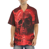 Hawaiian Shirt Dark Fantasy Red Skull Landscape