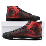 High-Top Canvas Shoes Dark Fantasy Red Skull Landscape