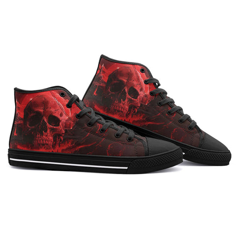 High-Top Canvas Shoes Dark Fantasy Red Skull Landscape
