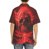 Hawaiian Shirt Dark Fantasy Red Skull Landscape