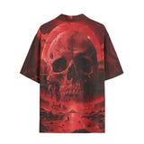 Hawaiian Shirt Dark Fantasy Red Skull Landscape