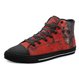 High-Top Canvas Shoes Red Skull Cracked Texture Paint