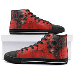 High-Top Canvas Shoes Red Skull Cracked Texture Paint