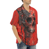 Hawaiian Shirt Red Skull Cracked Texture Paint