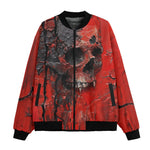 Bomber Jacket Red Skull Cracked Texture Paint