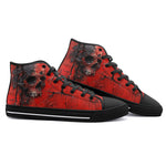 High-Top Canvas Shoes Red Skull Cracked Texture Paint