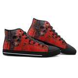 High-Top Canvas Shoes Red Skull Cracked Texture Paint