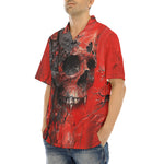 Hawaiian Shirt Red Skull Cracked Texture Paint