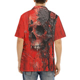 Hawaiian Shirt Red Skull Cracked Texture Paint