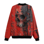 Bomber Jacket Red Skull Cracked Texture Paint