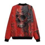 Bomber Jacket Red Skull Cracked Texture Paint
