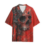 Hawaiian Shirt Red Skull Cracked Texture Paint