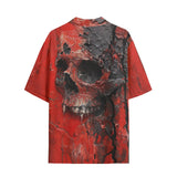 Hawaiian Shirt Red Skull Cracked Texture Paint