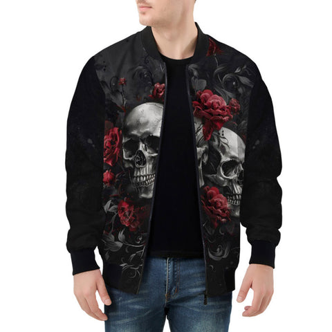 Bomber Jacket Gothic Skulls and Roses